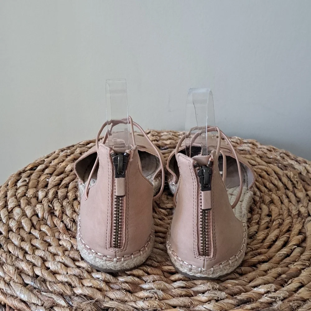 EILEEN FISHER Womens Nude/Blush Leather Elastic Lace Espadrille Wrap Sandals 7.5